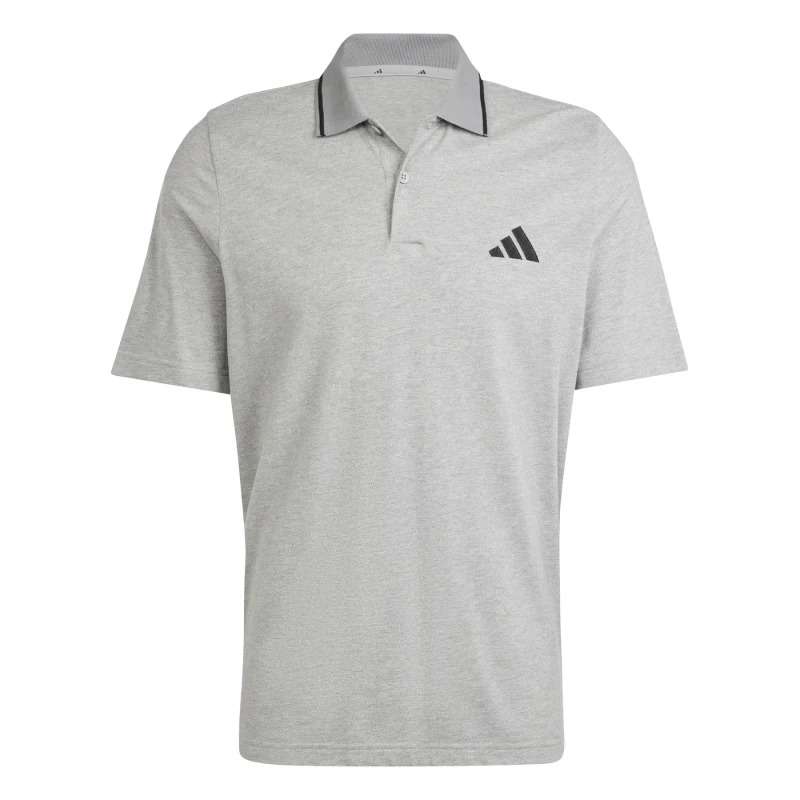 Image of Adidas SPORTSWEAR Essentials Cotton Pique Polo Shirt with Small Logo Detail Grey Marl Men S;XL;M