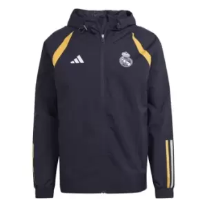 Image of adidas Real Madrid All Weather Jacket 2023 2024 Adults - Blue