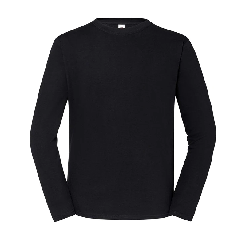 Image of Fruit Of The Loom Fruit of the Loom Men Iconic 195 Premium Ringspun Cotton Long-Sleeved T-Shirt in Black Size: X-Small Black XS Male 5063300322024