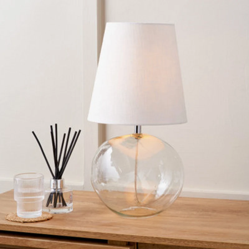 Image of Pacific Lifestyle Coastal Clear Glass Table Lamp With White Shade
