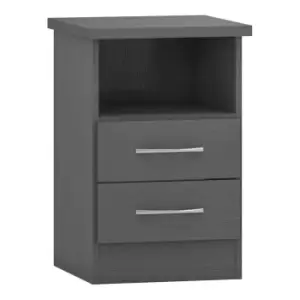 Image of Seconique Nevada 2 Drawer Bedside - 3D Effect Grey