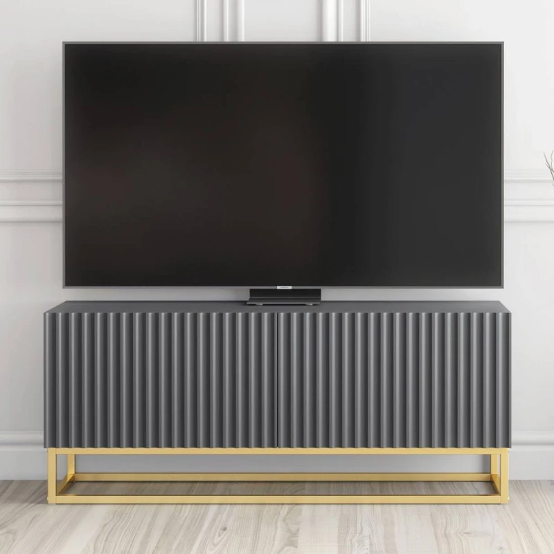Image of Creative Furniture Ripple TV Unit 100cm - Dark Grey with Fluted Doors Dark Grey Unisex