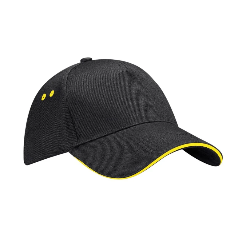 Image of Beechfield Womens 5 Panel Sandwich Peak Baseball Cap in Yellow Yellow Female One Size