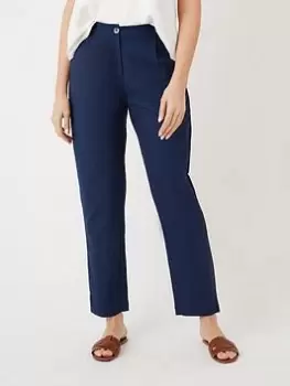 Image of Wallis Linen Look Trousers - Navy, Blue, Size 16, Women