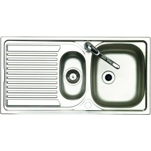 Image of Wickes 1.5 Bowl Reversible Kitchen Stainless Steel Sink and Drainer with Tap