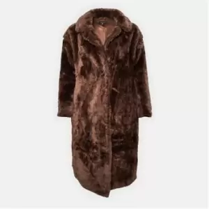 Image of Missguided Plus Size Borg Teddy Longline Coat - Brown