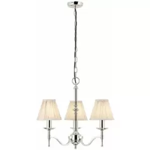 Image of Avery Ceiling Pendant Chandelier Light 3 Lamp Bright Nickel & Beige Pleat Shade