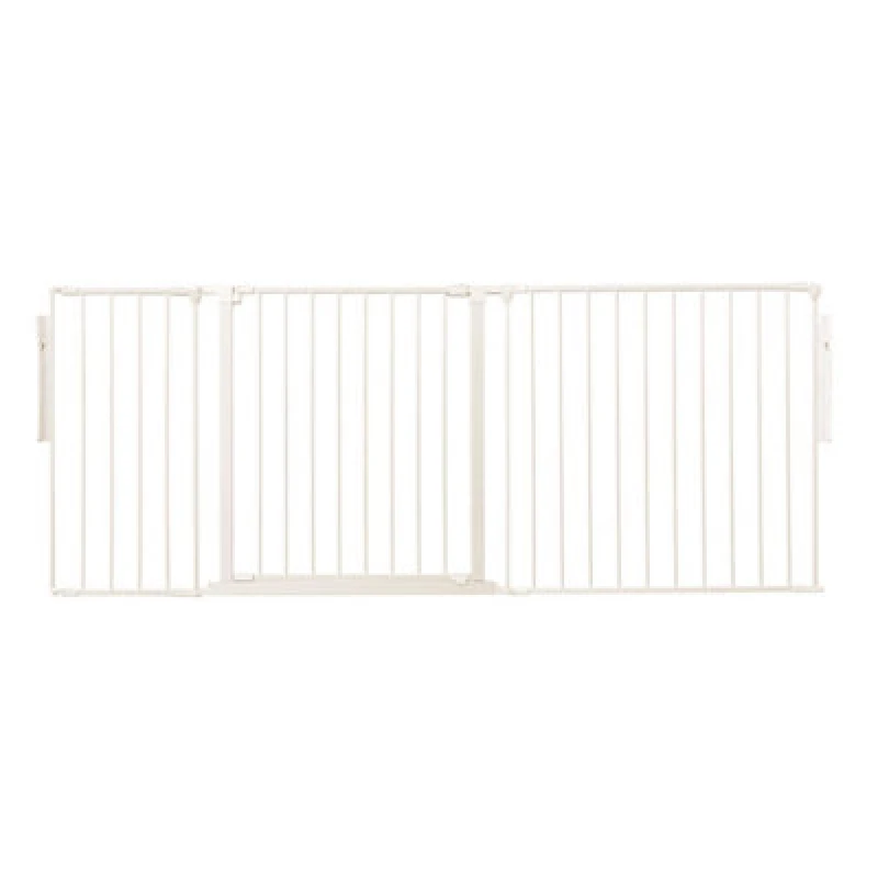 Image of Safetots Premium Multi Panel Room Divider, Up To 187Cm Wide, White, 70Cm Tall, Flexible Barrier With Door For Baby And Toddler