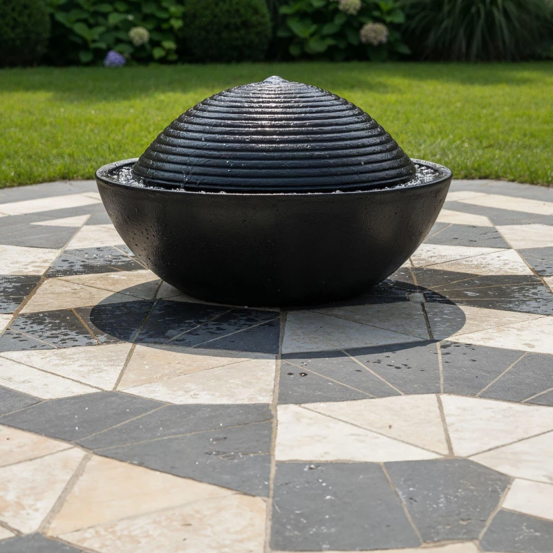 Image of Streetwize Zen Ripple Solar Fountain - Dome Water Feature Water Features One Size Black 71815503000