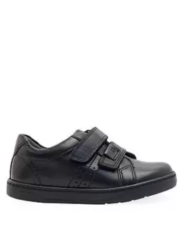Image of Start-rite Boys Explore Leather Double Riptape Trainer School Shoes - Black Leather, Size 10.5 Younger