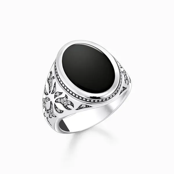Image of Thomas Sabo Sterling Silver Sterling Silver Onyx Zirconia Blackened Si