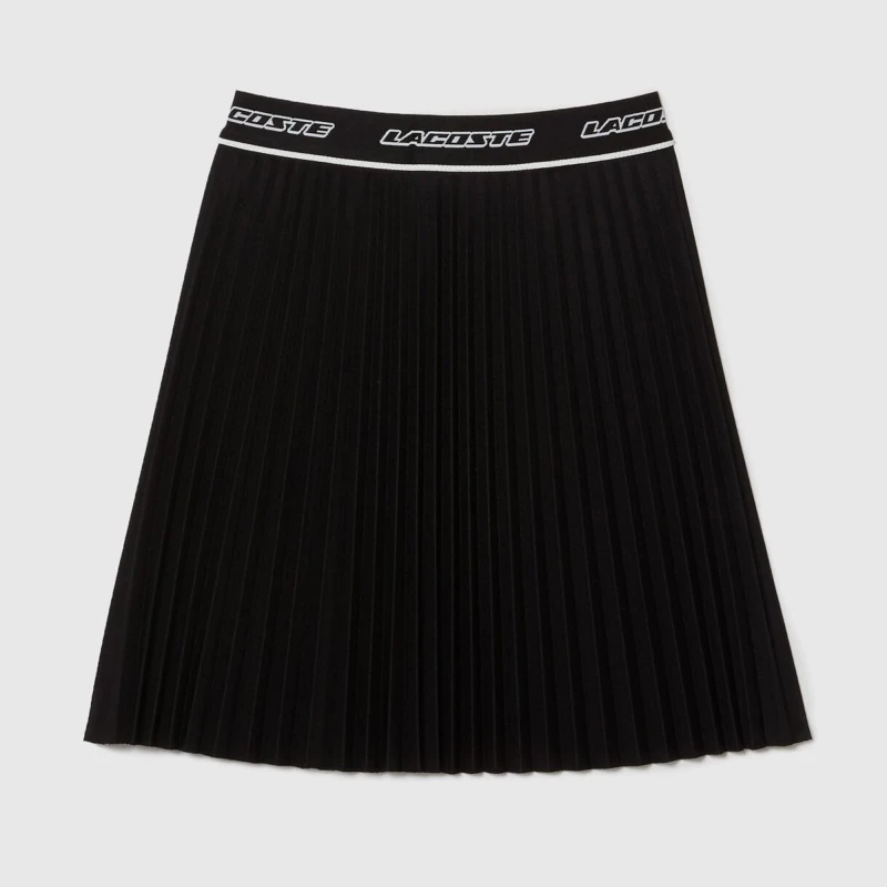 Image of Lacoste Elasticated Waist Pleated Skirt Black female 2XS