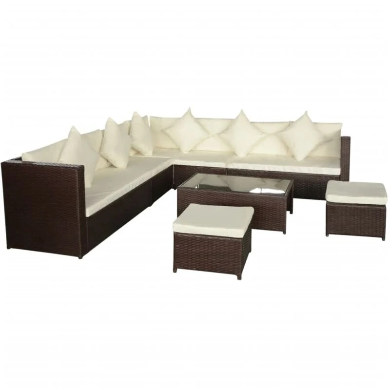 Image of vidaXL Garden Sofa Set 29 Pieces Poly Rattan Brown Outdoor Patio Couch Lounge