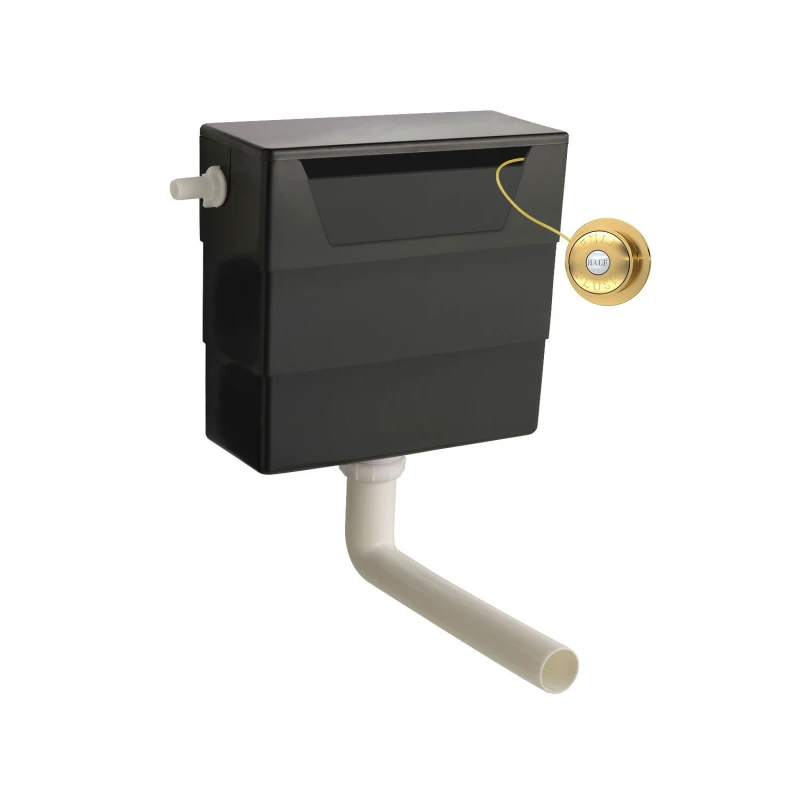 Image of Balterley Water Saving Dual Flush Side Inlet Push Button Brushed Brass Black Bronze