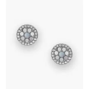 Image of Fossil Womens Val Blue Mosaic Stainless Steel Earring - Silver
