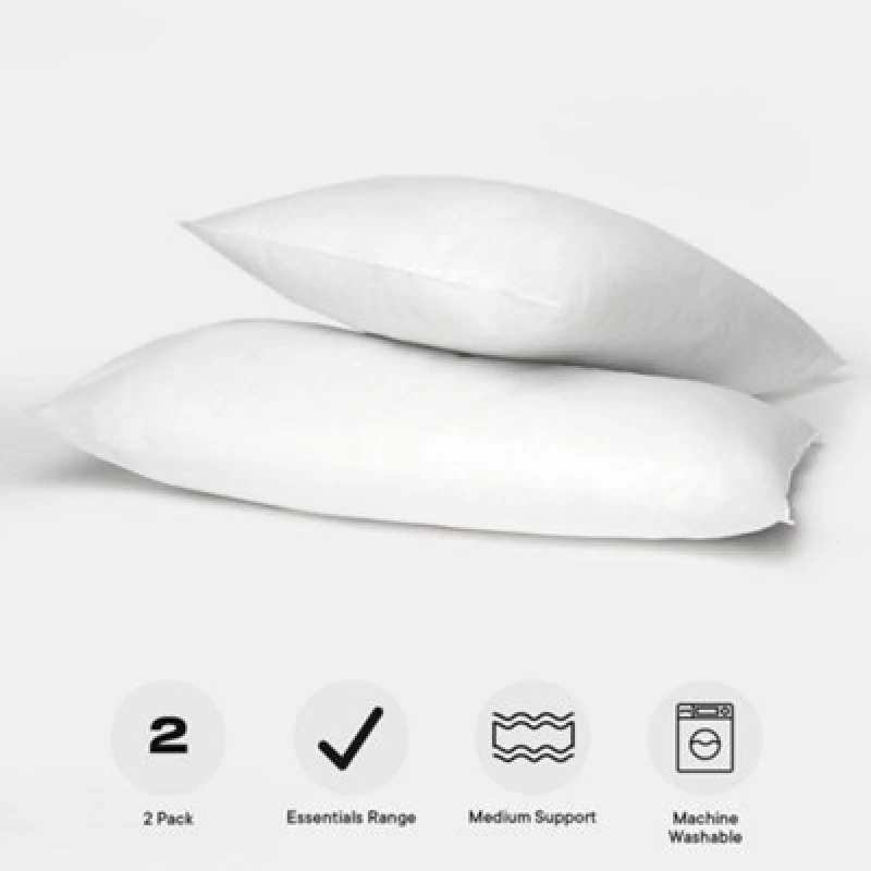 Image of OHS OHS 2 pack Luxury Soft Pillows Hollow Fibre in White Size: Double White Double Unisex 5027434140503
