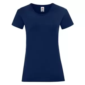 Image of Fruit of the Loom Womens/Ladies Iconic T-Shirt (S) (Navy)