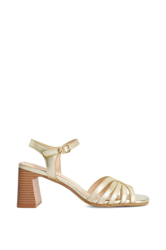 Image of Dune London Womens 'Jaelle' Leather Sandals in Gold Size: 6 Gold Female 6
