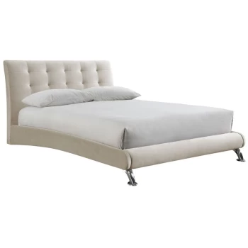 Image of Birlea - Hemlock Warm Stone Fabric Upholstered Bed Curved Frame 5ft Kingsize 150 cm