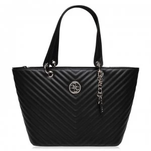 Image of Guess Quilted Kamryn Tote Bag - BLACK BLA