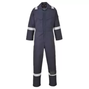Image of Biz Flame Mens Aberdeen Flame Resistant Coverall Navy Blue 44" 32"