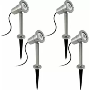 Image of Loops - 4 pack IP54 Outdoor Bollard Light Stainless Steel 5W GU10 Driveway Lamp Post