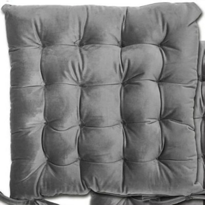 Image of EMMA BARCLAY Emma Barclay - Le Chateau Velvet Seat Pad Silver VELHSPSEASIL