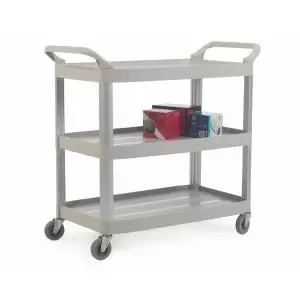 Image of Large Shelf Trolley cw 2 Hook-On Buckets 3 Tier Swivel Castors