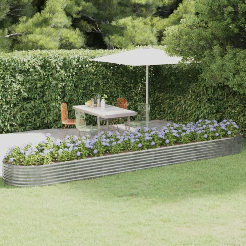 Image of vidaXL Garden Raised Bed Powder-coated Steel 507x100x36cm Silver 319012