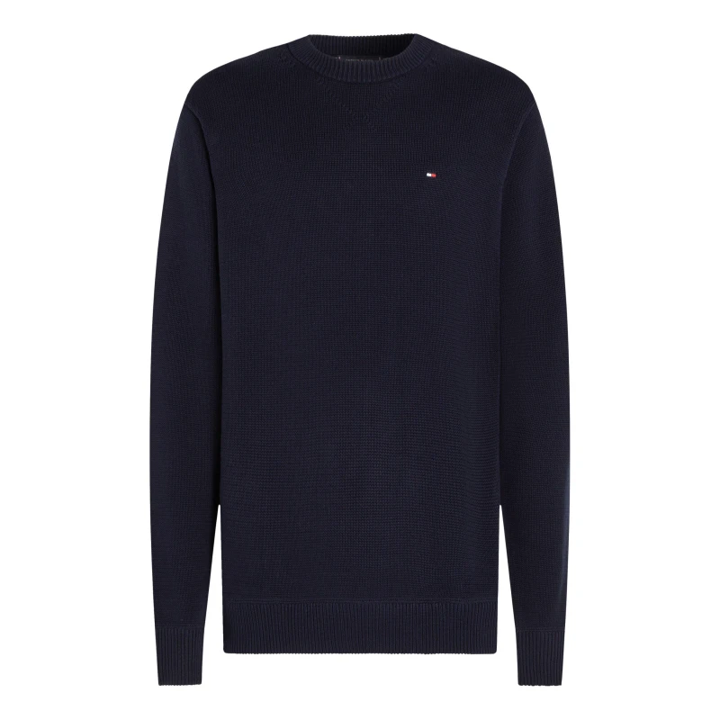 Image of Tommy Hilfiger Mens Chunky Cotton Crew Neck Jumper Desert Sky DW5 male S