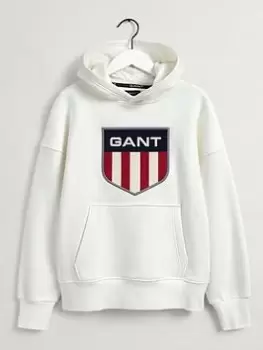 Image of Gant Boys Retro Shield Hoodie - Eggshell, Eggshell, Size 15 Years