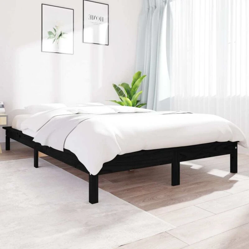 Image of VIDAXL 820555 Bed Frame without Mattress Black 160x200cm Solid Wood Vidaxl 8720287134435