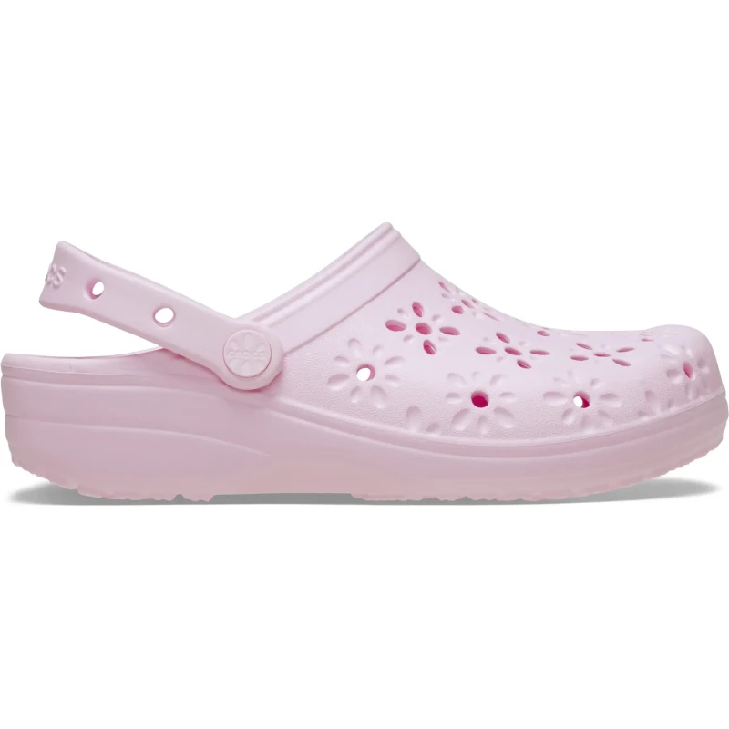 Image of Crocs Unisex Classic Floral Cut-Out Clogs Pink Milk W8/M7