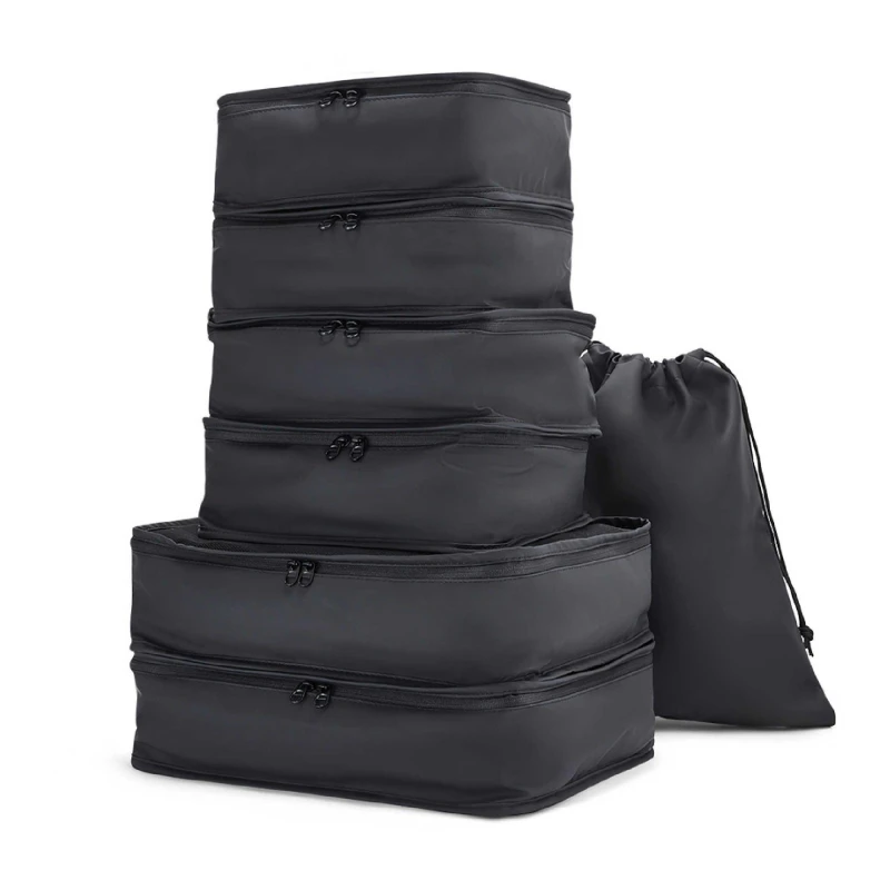 Image of Rock Rock Packing Cubes Set of 7 Hard Suitcases 7pc Set Black 42912803000
