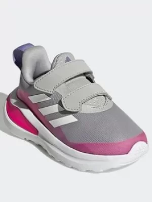 Image of adidas Fortarun Double Strap Running Shoes, Grey/White/Pink, Size 9
