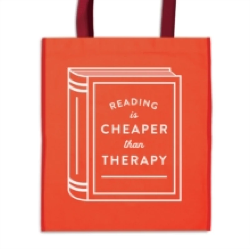 Image of Reading is Cheaper Than Therapy Reusable Shopping Bag. Gift. By Galison Books