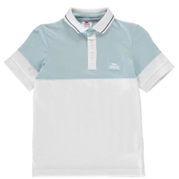 Image of Lonsdale Cut and Sew Jersey Polo Shirt Juniors Boys - Light Blue/Wht