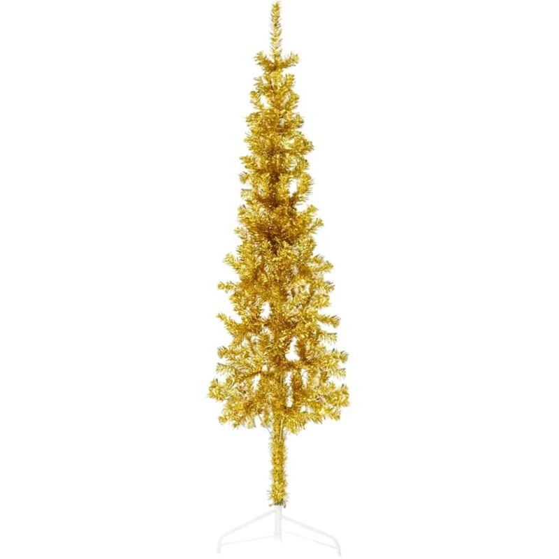 Image of VIDAXL Vidaxl - Slim Artificial Half Christmas Tree with Stand Gold 150cm 8720287000938