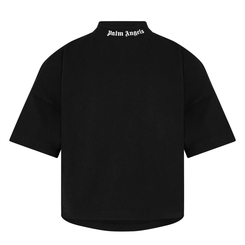 Image of Palm Angels Children's Classic T Shirt Black Wht 1003 unisex 6 Years