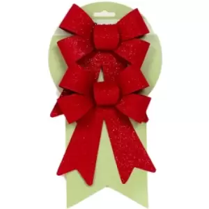 Image of Premier Velvet Christmas Bows (Pack of 2) (One Size) (Red) - Red