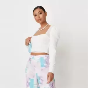 Image of Missguided Front Milkmaid Top Mesh - White