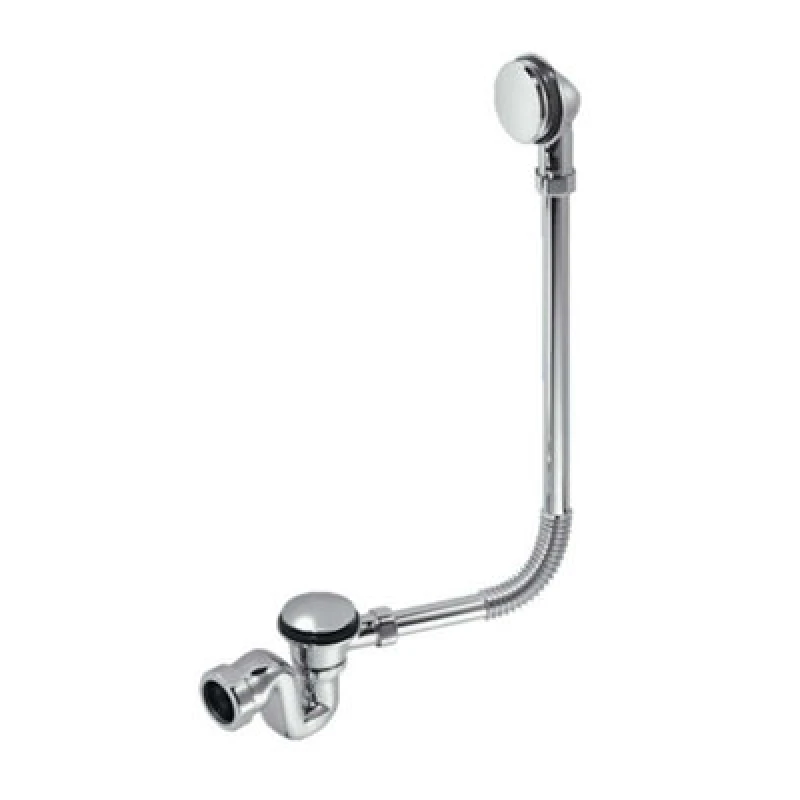 Image of McAlpine BRASSTRAP-50-CP 1.5" Chrome Plated Brass Trap, Chrome Plated Brass Combined Waste and Overflow with 70mm Spring-Loaded Mushroom Plug and matc