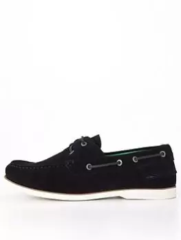 Image of Tommy Hilfiger Suede Boat Shoe, Blue, Size 45, Men