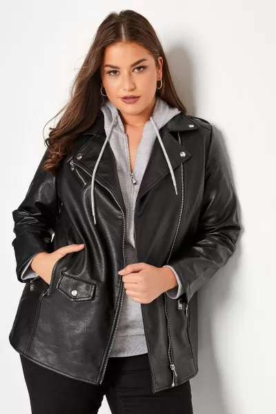 Image of Faux Leather Longline Biker Jacket