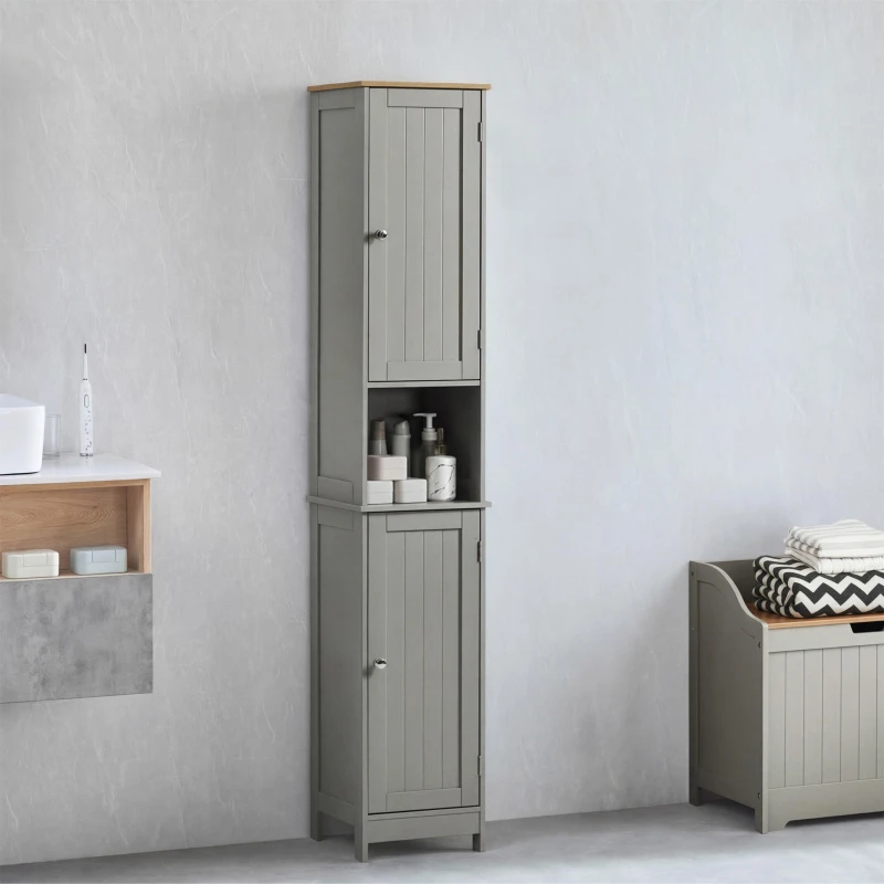 Image of Lassic Bath Vida Priano 2 Door Tall Cabinet Grey unisex 2 Door