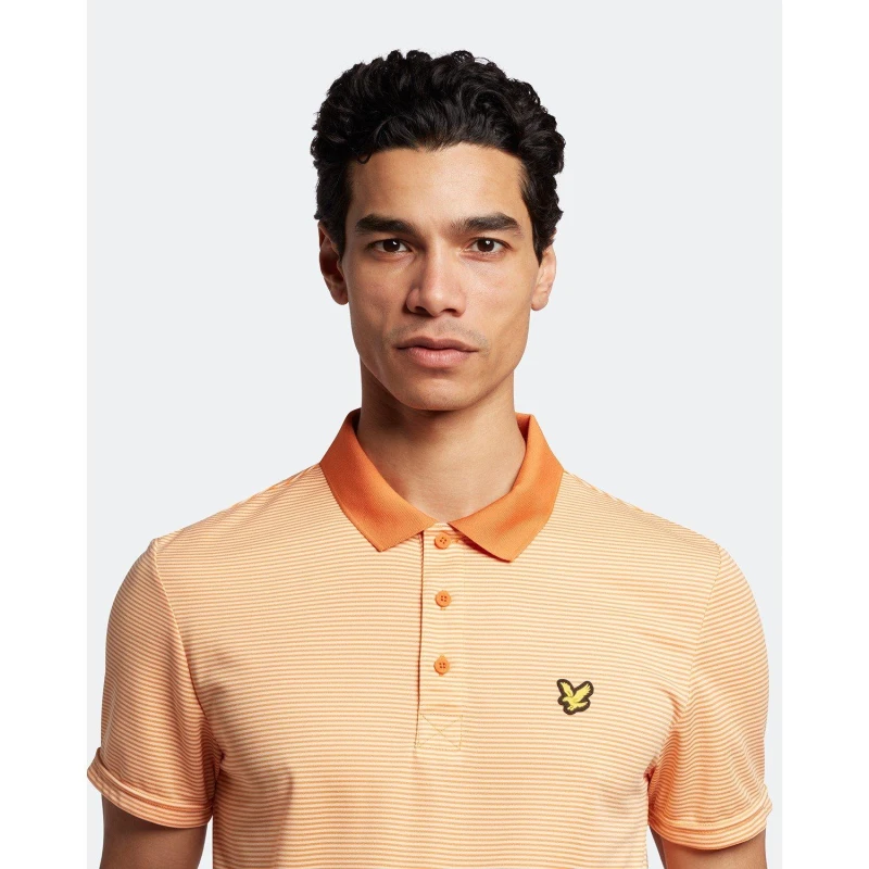 Image of Lyle and Scott Golf Microstripe Polo Shirt - Orange Orange XS