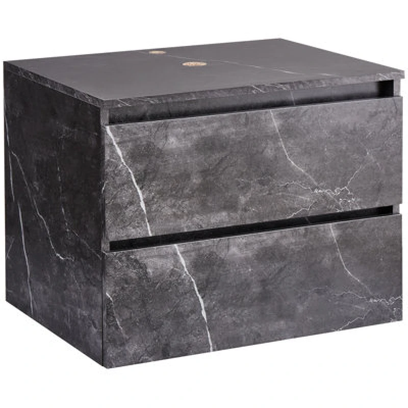 Image of Beliani Wall Mounted Vanity Unit Serra 60 Cm Black Marble