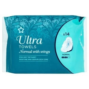 Image of Superdrug Normal Ultra Towel with Wings x 14