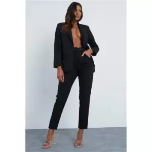 Image of I Saw It First Black Tailored Belted Slim Leg Trousers - Black
