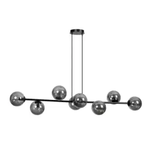 Image of Rossi Black Globe Pendant Ceiling Light with Graphite Glass Shades, 8x E14
